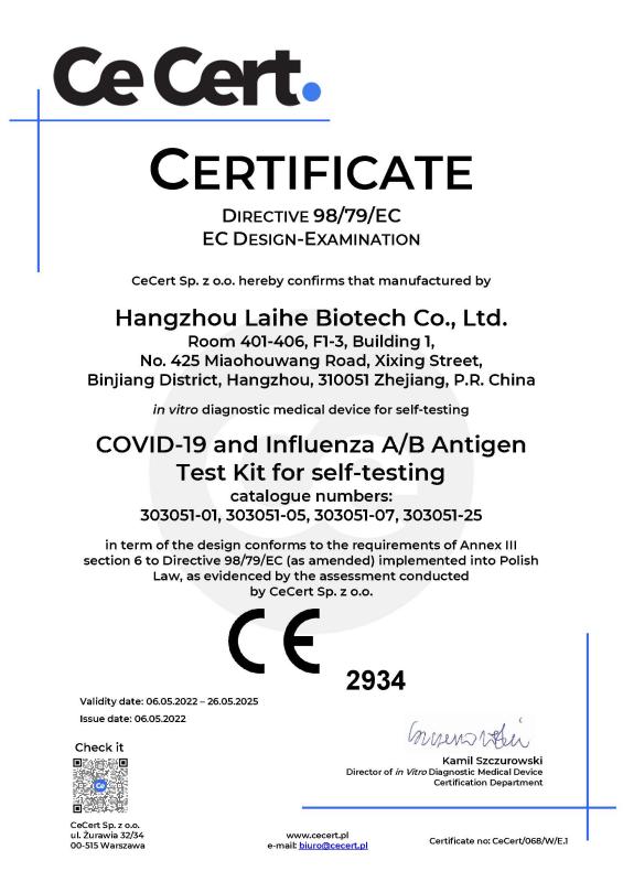 COVID-19 and Influenza A/B Antigen Test Kit for self-testing