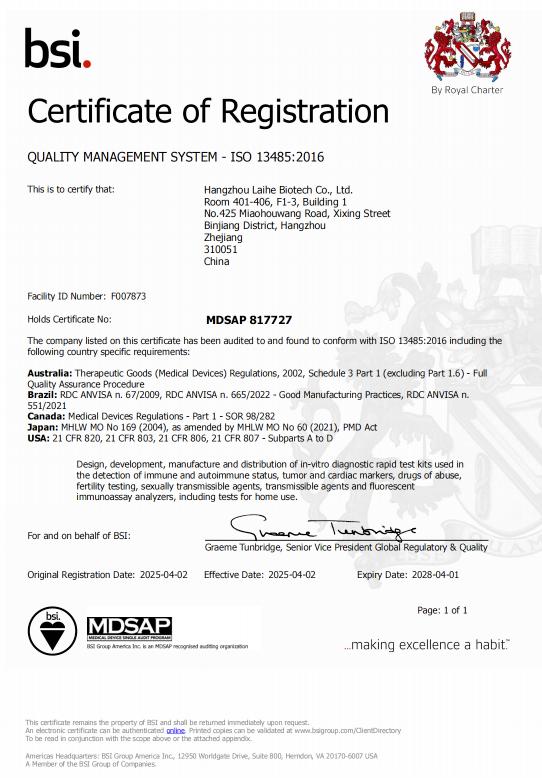 MDSAP Certificate